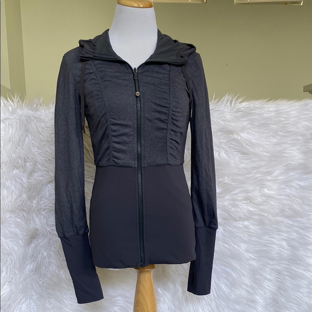 Lululemon Athletica Gray Reversible Fitted Ruched Hoodie